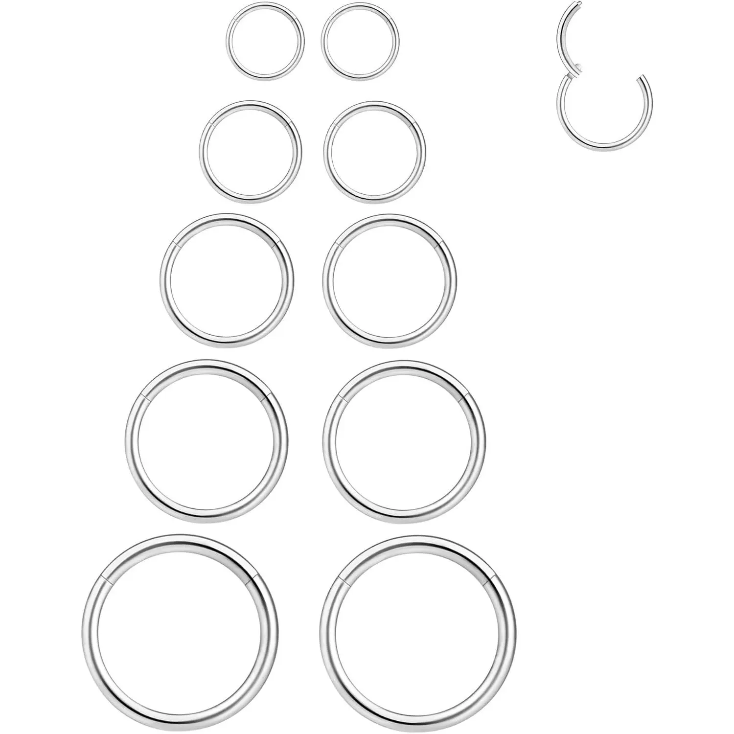 16G 6MM 7MM 8MM 9MM 10MM Hinged Clicker Septum Rings 16G Nose Hoop Tragus Helix Cartilage Hoop Earrings