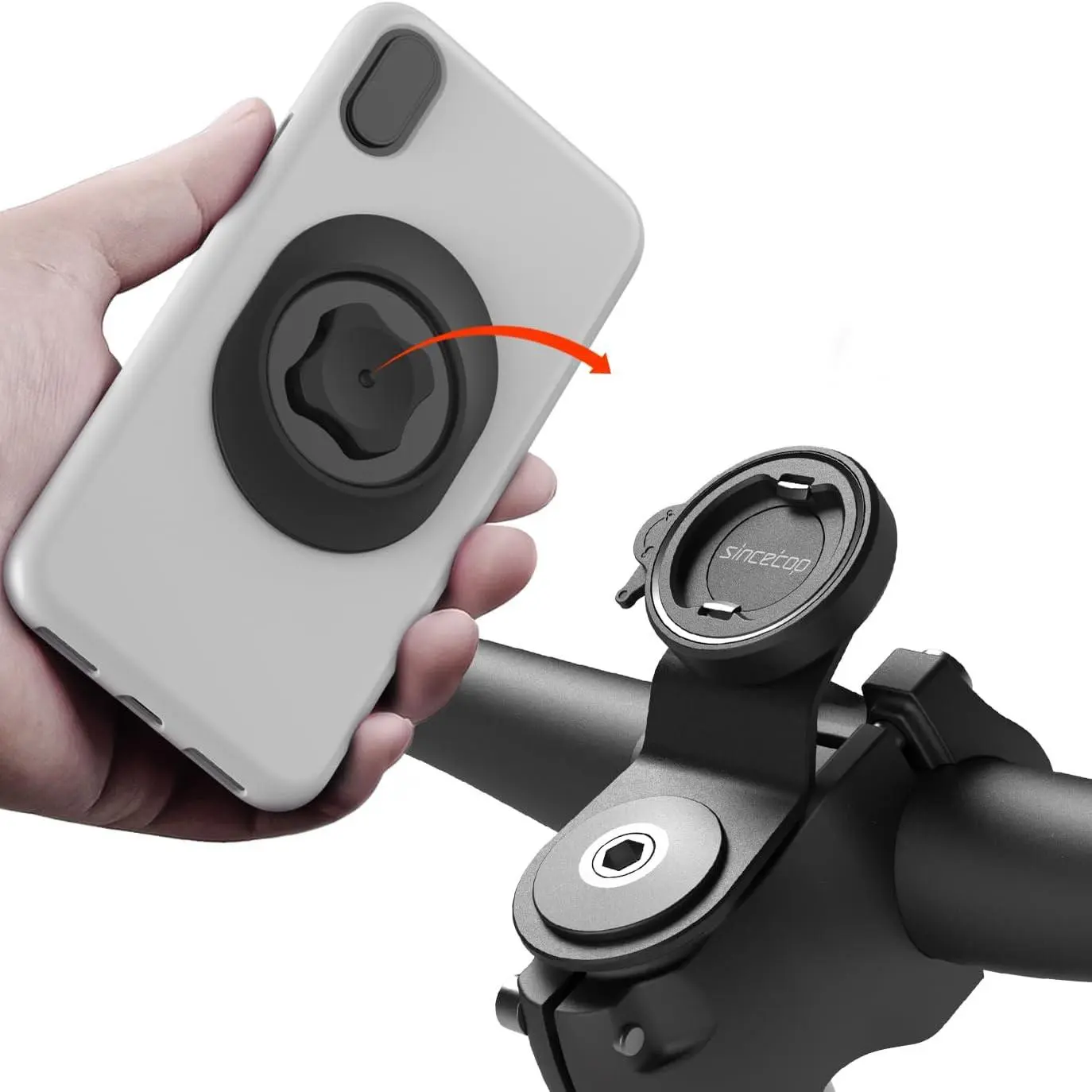 Phone Mount,Mountain  Stem Phone Holder- Handlebar Mini Phone Clip,Gravel/MTB/Road EBike Cycling Cell Phone Clamp,Quick Release Attach/Detach-Black【Series C-1st Gen】