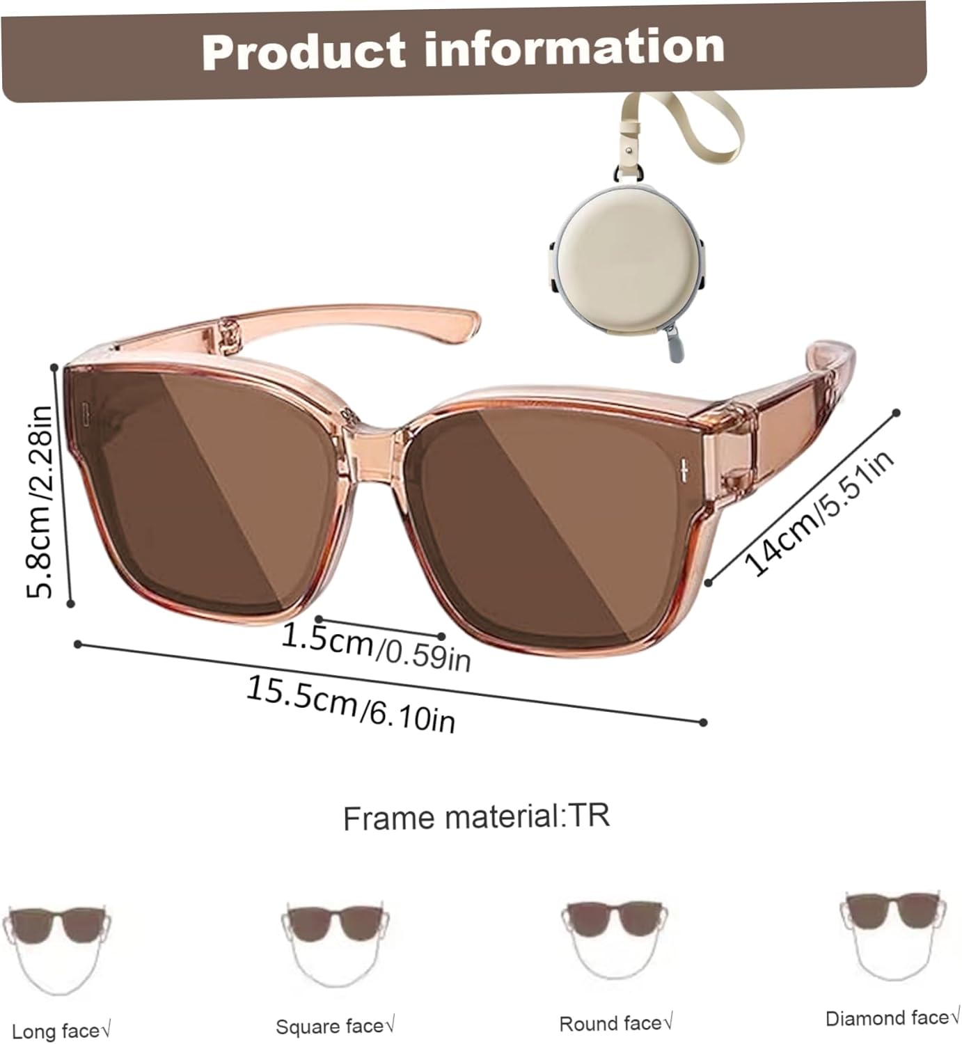 Polarized Sunglasses Fit Over Glasses for Men Women, Oversized Square Sun Glasses UV400 Protection Shades,Face Shadow Polarized Sunglasses Fit Over Glasses, Sunglasses for Women to Go Over Glasses UV Protection Lightweight