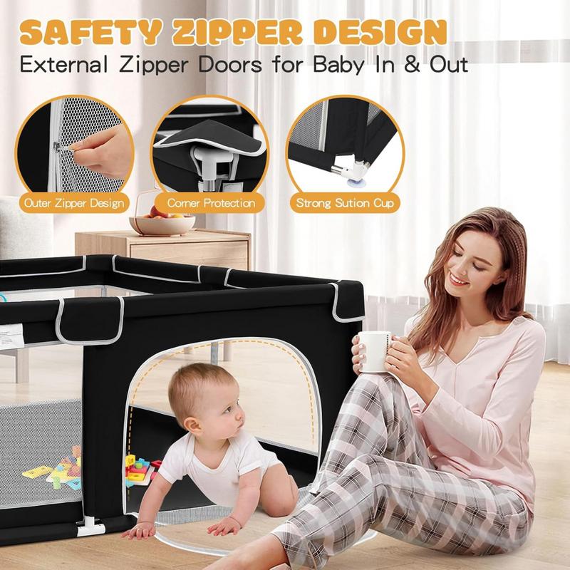Baby Playpen, Indoor and Outdoor Playard, Play Pens for Kid Activity Center, Sturdy Safety Baby Fence with Breathable Mesh for Toddler