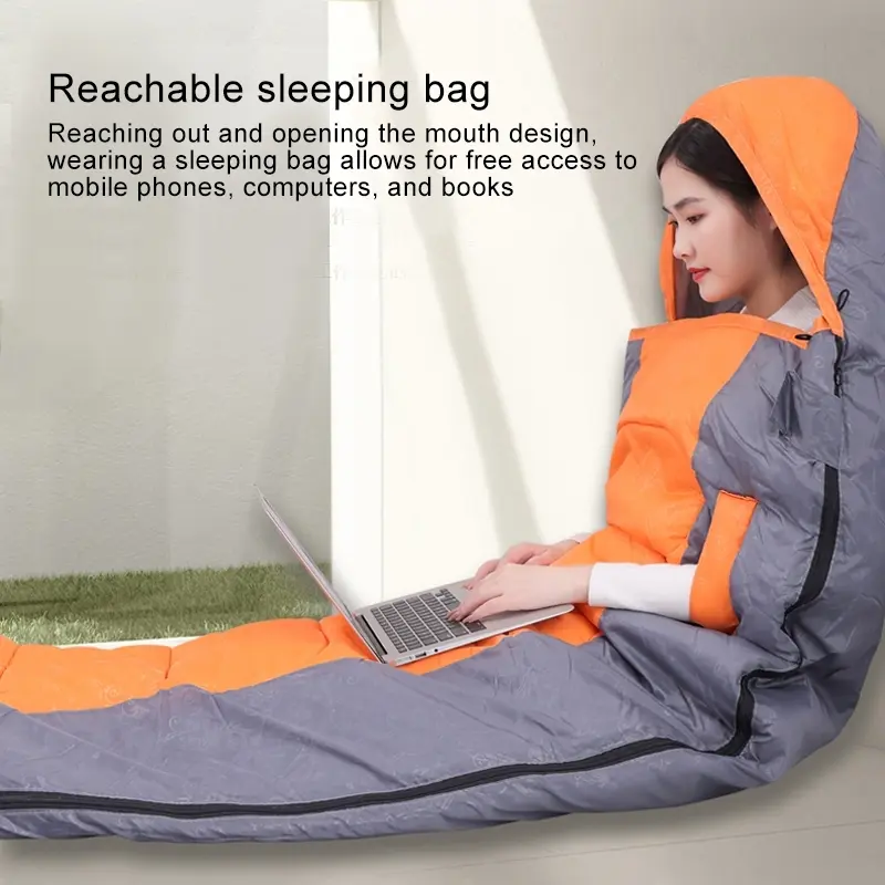 Adult Outdoor Camping Sleeping Bag, Portable Thickened Warm Nap Mat, Four Seasons Use, Travel Hotel Envelope Sleep Sack