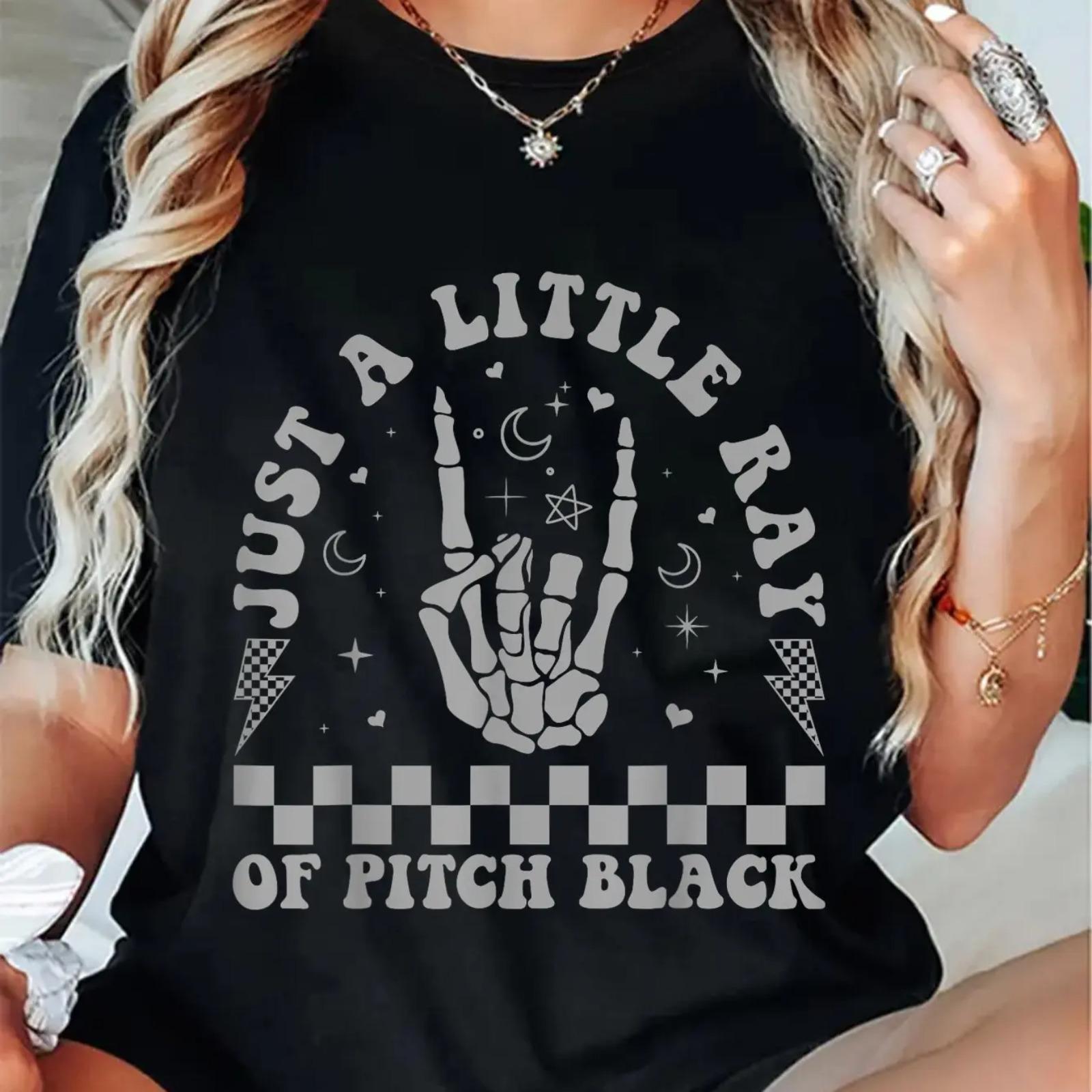 Unisex Goth Dark Humor Short Sleeve Tee, "Ray Of Pitch Black" Grunge Casual Wear
