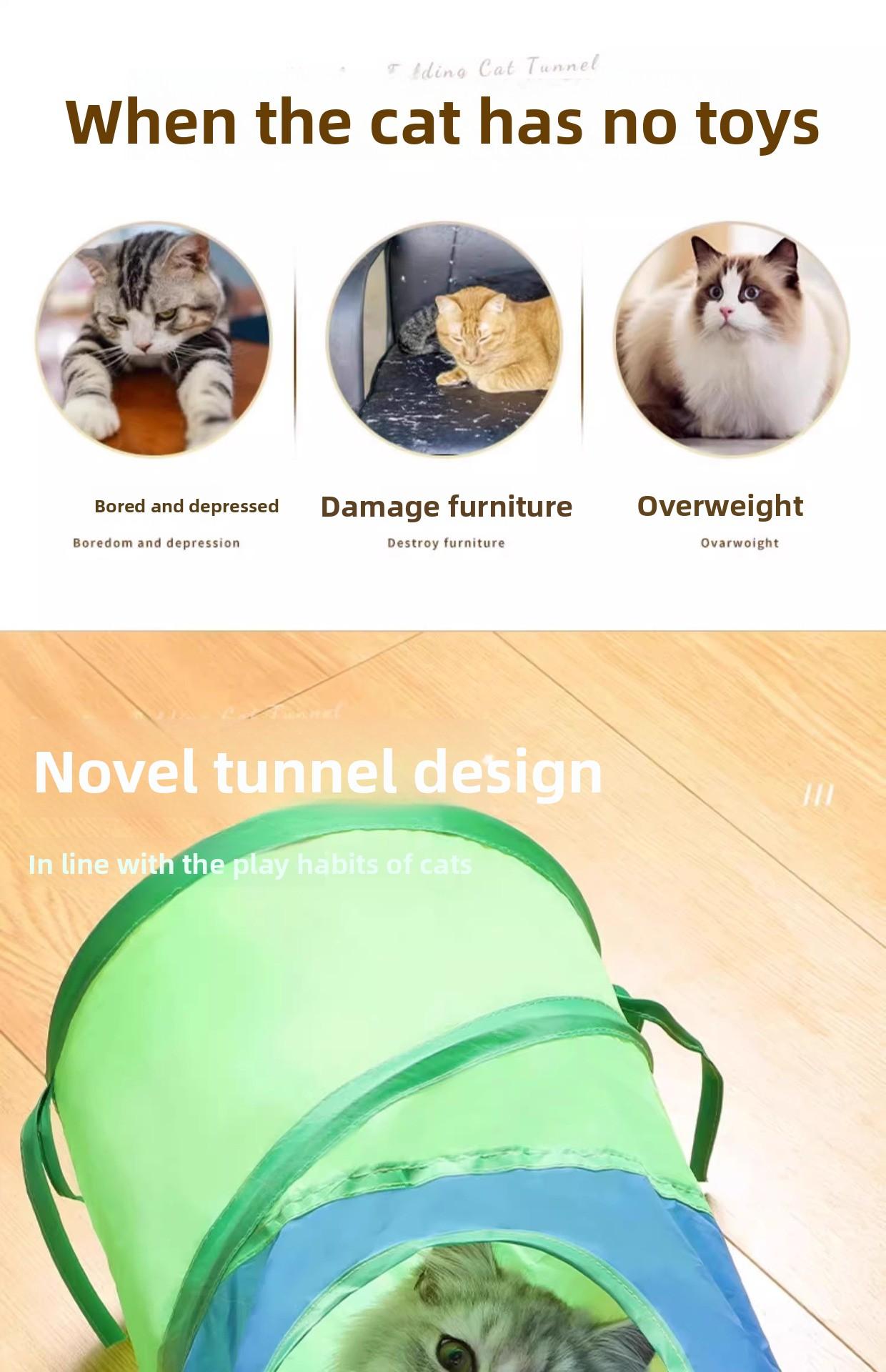 Rainbow direct cat tunnel self-entertainment educational cat toy foldable cat tunnel,Happy space for cats photo toy ball accessory bite resistance rope control Glow-in-the-Dark buttons enrichment puzzle Resistant Inflatable Set puppy dogs child chew funny