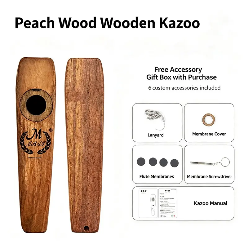 Wood Kazoo Kazoo, High-Quality Peachwood Kazoo  Instrument, Perfect for Music Enthusiasts, Durable Design, Ideal Gift Choice