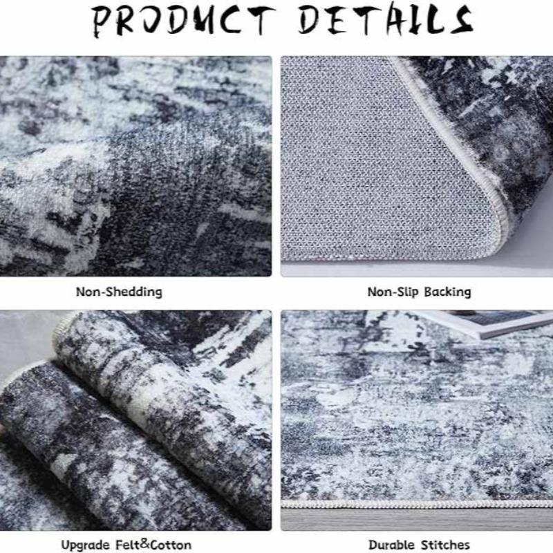 Abstract Art Style Long Rug, Modern Geometric Rug, 1 Count Colorful Geometric Pattern Non-slip Floor Mat, Washable Decorative Carpet for Home Living Room Bedroom Kitchen