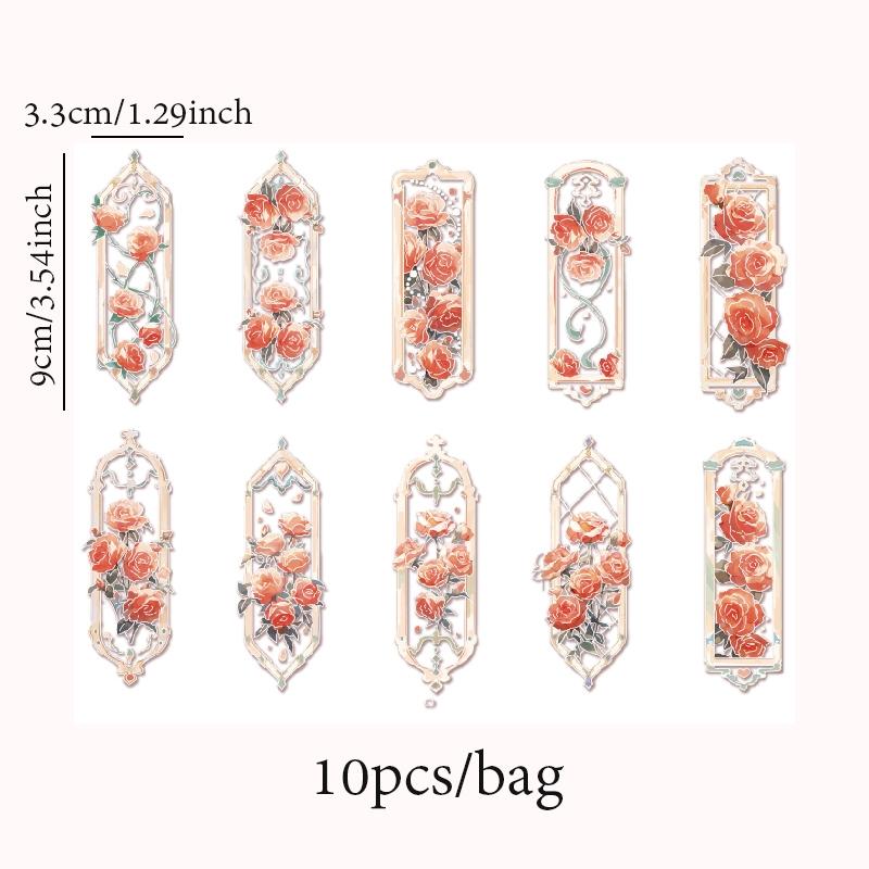 10pcs/pack Vintage Floral Pattern Bookmark, Creative Decorative Bookmark, Diy Decorative Material for Scrapbooking & Journal Making, Book Accessories