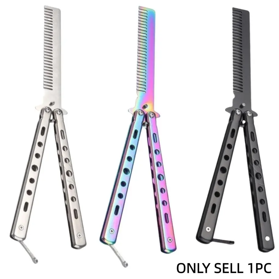 Stainless Steel Folding Comb, 1 Count Butterfly Comb Trimmer, Heatless Styling Tool for Beginners, Ideal Gift, Foldable Comb, Hair Styling Tools, Hair Straightening Comb, Anti Static Hairbrush, Straightener Comb, Hair Care Comb, Grooming Comb, Hair Combs