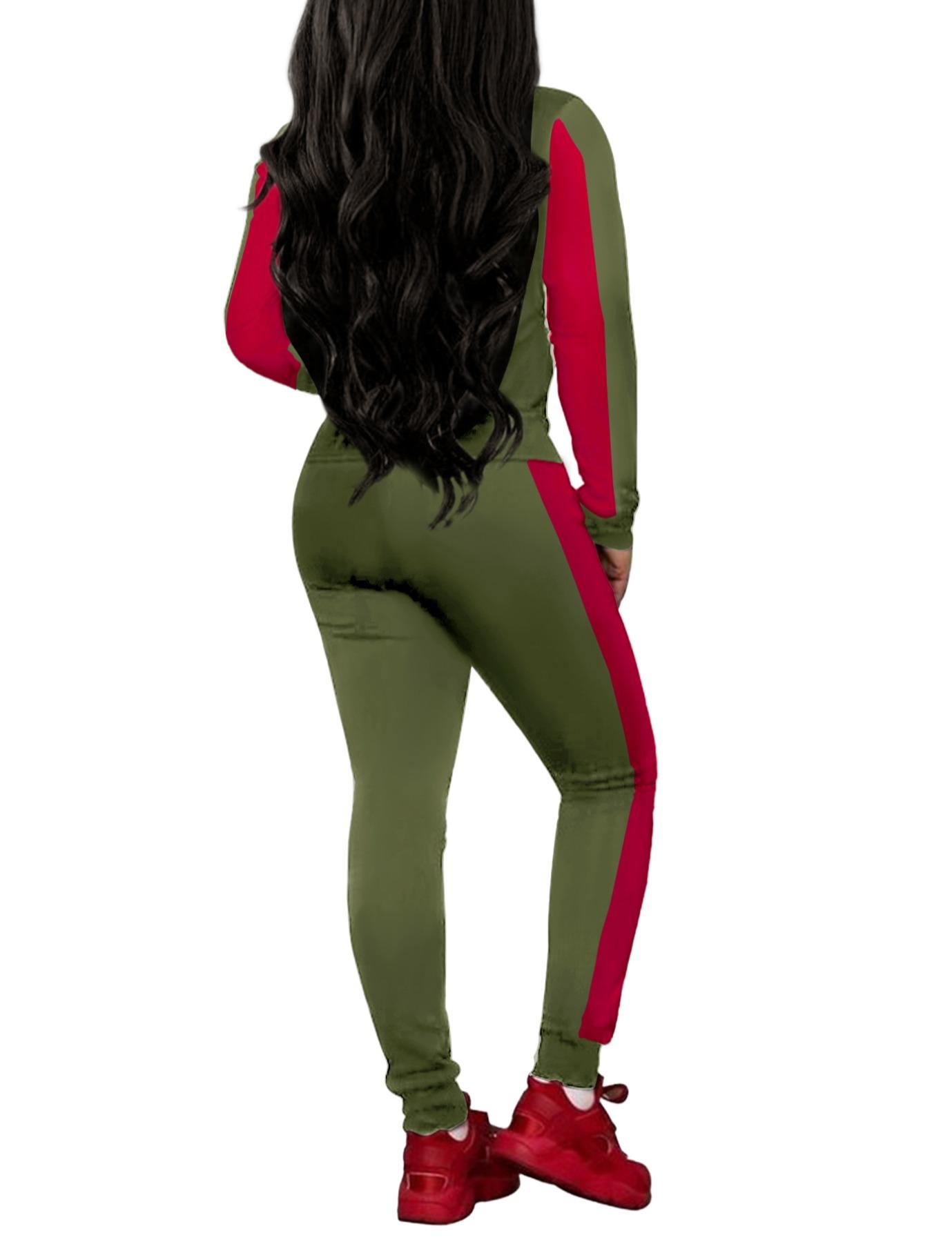 Two-piece Set Women's Colorblock Zip Up Hoodie & Pocket Pants, Casual Matching Set, Long Sleeve Drawstring Hooded Jacket & Trousers for Spring & Fall, Women's Clothes for Daily Wear