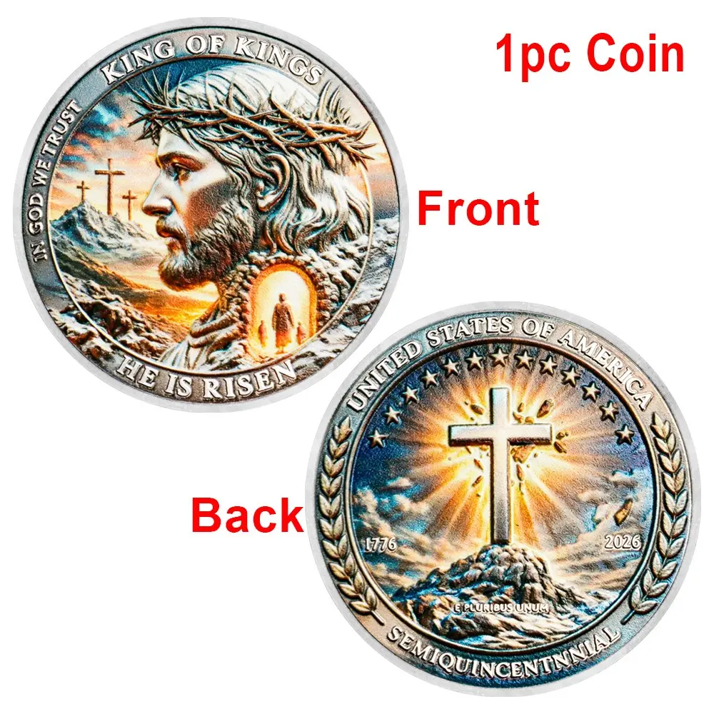 Jesus Memorial Coin, Thorn Crown Cross Religious Collectible, Christian Faith Blessing Medal, Perfect Gift for Family and Friends