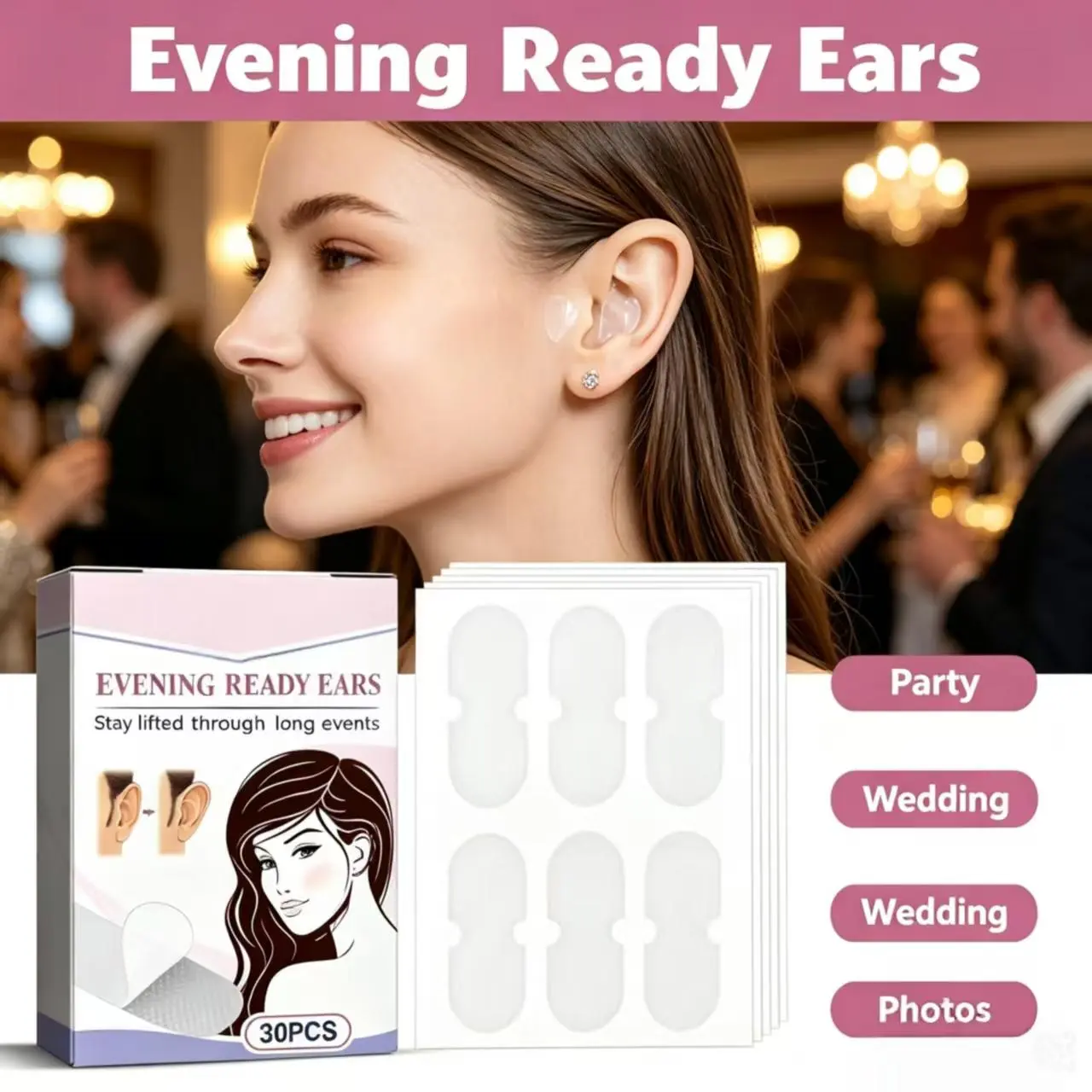 Elf Ear Stickers, Invisible Waterproof Ear Corrector Patches, Breathable Ear Fixed Tape For Protruding Ears, Face Slimming Magic Ear Stickers,luxury,marshalls,creative