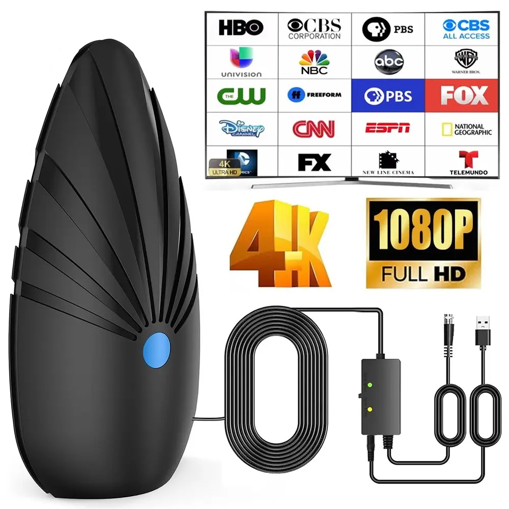 Smart HD TV Indoor Antenna, Easy Installation, 360° Long Distance Reception, Digital HDTV Antenna for 4K 1080 Tvs, Enjoy More Free Channels
