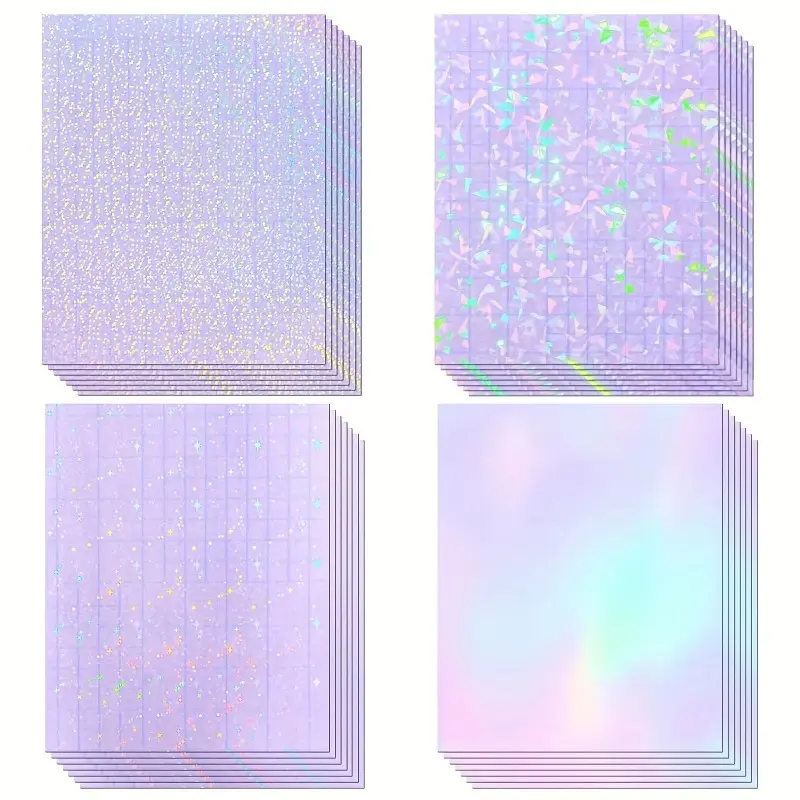 10pcs Holographic Sticker Paper 11.69 X 8.72 Inch Clear Vinyl Self-Adhesive Waterproof Transparent Cold Laminating Film for Crafts