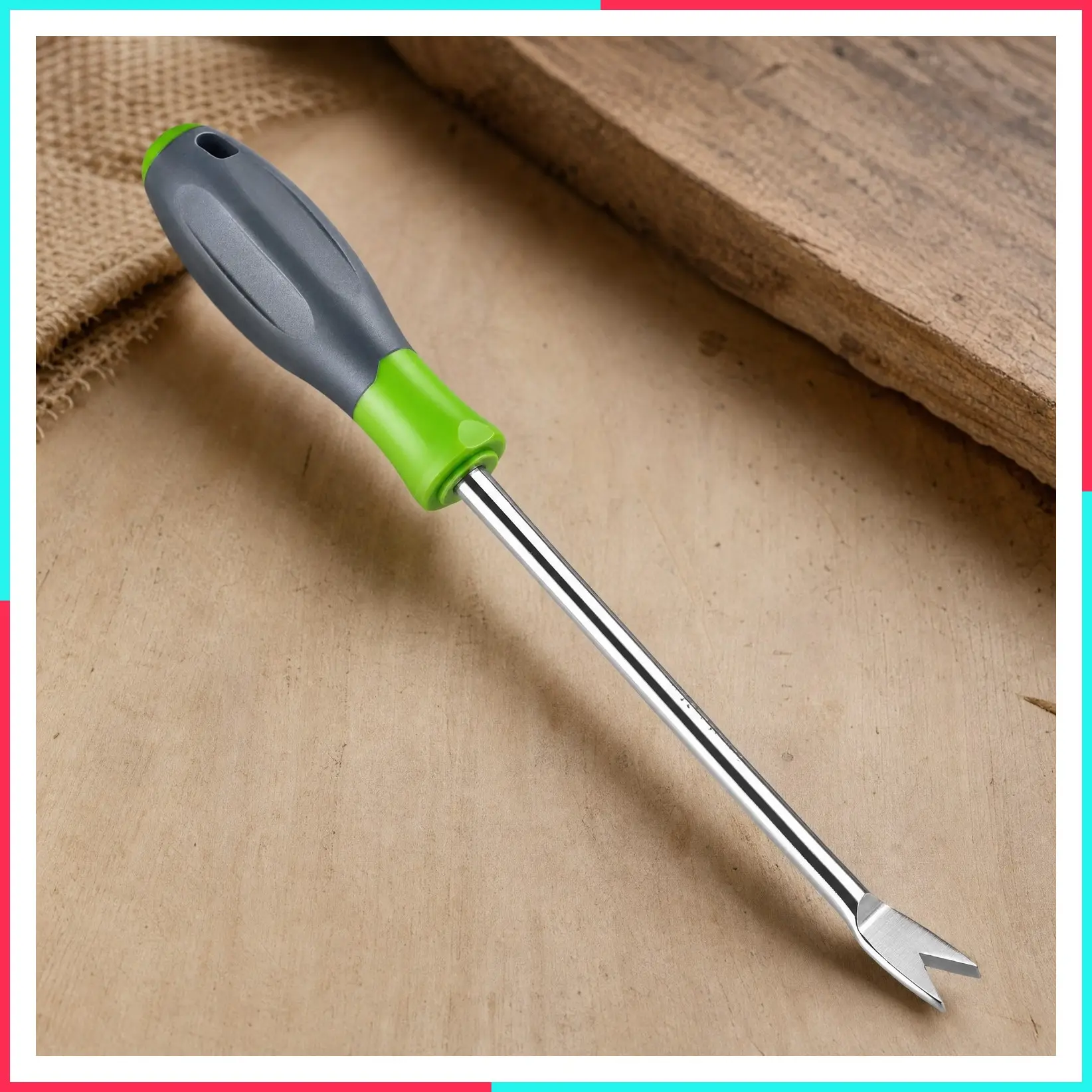 11.5" Dandelion Weeder Puller Tool with Soft Handle | Polished Stainless Steel Two-Pronged Fork Weed Remover Tool for Lawn, Farmland & Transplant Gardening