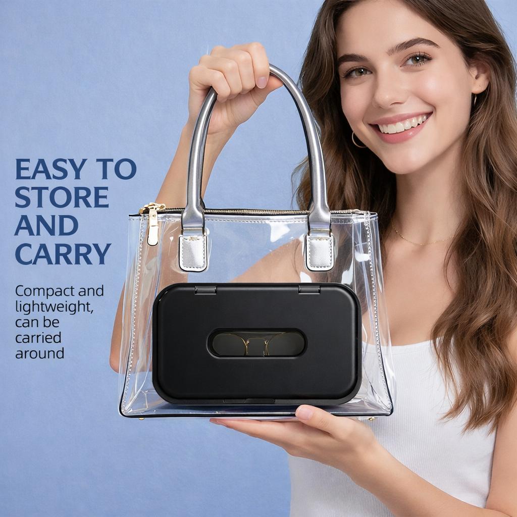 Ultrasonic Jewelry Cleaner with UV Sterilizer, Portable 360° Deep Cleaning Sonic Washer Machine, Plug-In Adapter Powered for Rings, Necklaces, Earrings, Watches, Eyeglasses, Retainers & Dentures