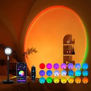 Sunset Lamp Projection, 21 Colors Sunset Lights, 180 Degree Rotation LED Light, Push Button Switch & APP Control Projector for Party Bedroom Decor