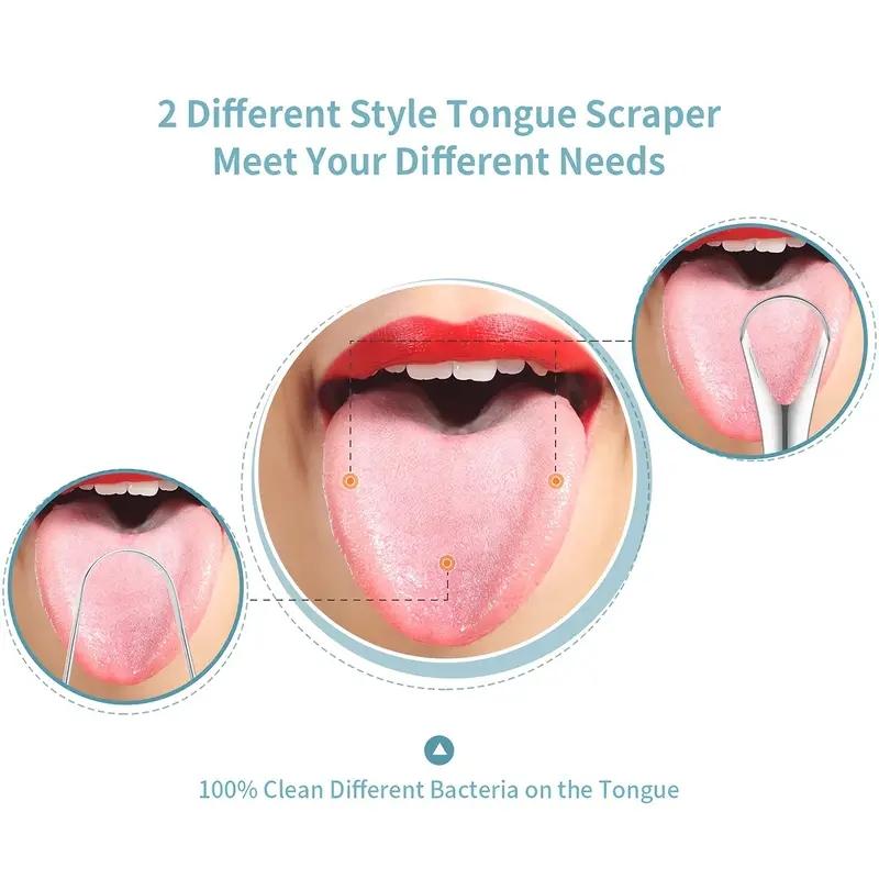 Stainless Steel Tongue Scraper Set, 4 Counts/set Portable Mixed Style Tongue Cleaner, Tongue Cleaning Tool for Travel Home Use