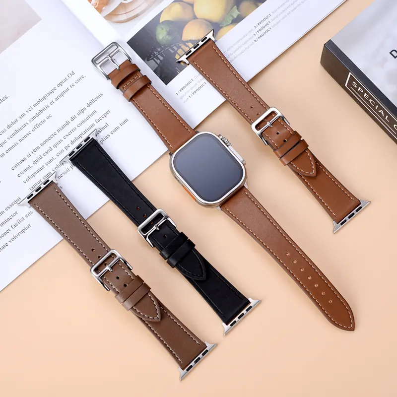 22mm Pin Buckle Microfiber Leather Watch Strap Compatible with Apple Watch Series 7 / 8 & SE