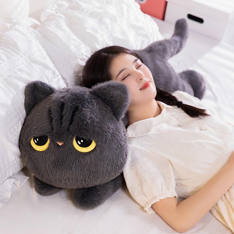 50-90cm Cute Black Cat Plush Toy Doll Kawaii Big Cuddly Pillow Cushion Ins Black Cat Plush Toy Doll For Boy Girl Brithday Gifts