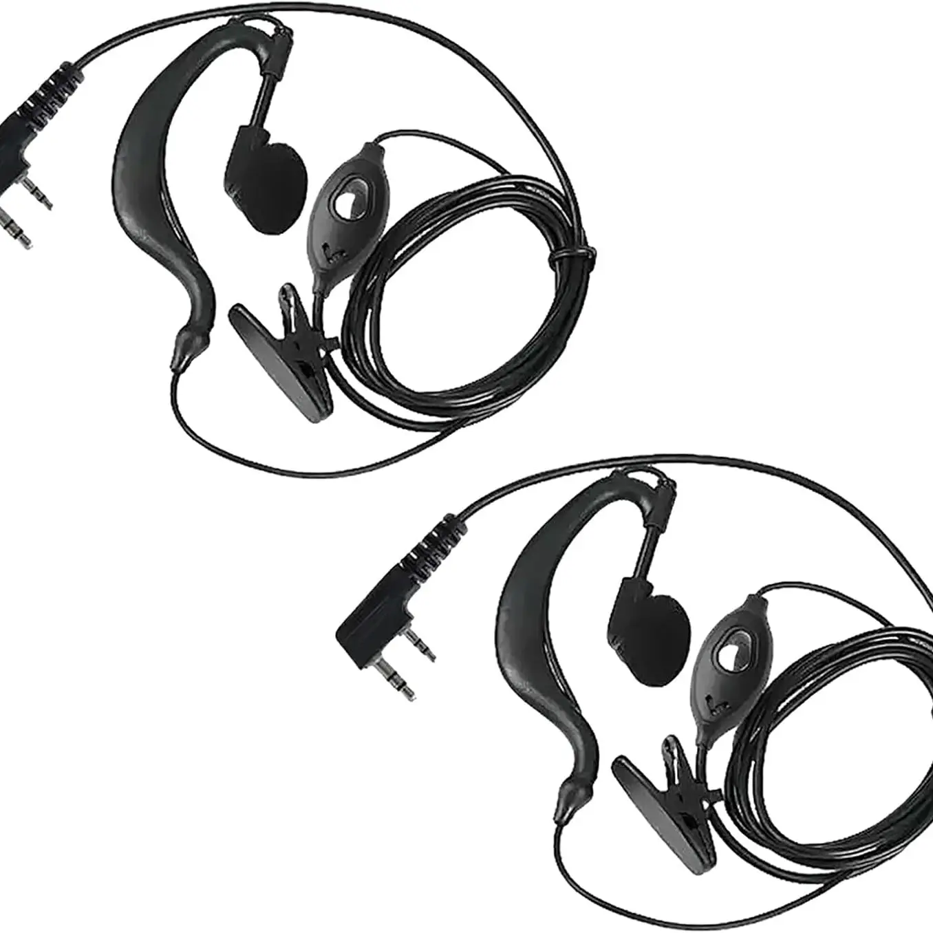 2 Pieces Baofeng Walkie-Talkie Earpiece, Universal K Head for BF-888s Uv5r, Wired Connection, Headphone Jack, Model D01ck