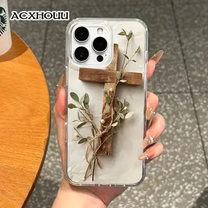 Magnetic Stylish Case for iPhone 17 16 E Pro Max 15 Plus 14 13 12 11 XS XR, Rustic Olive Cross Aesthetic | Shockproof, Silicone, Lightweight, Girly, and Scratch Resistant Protection