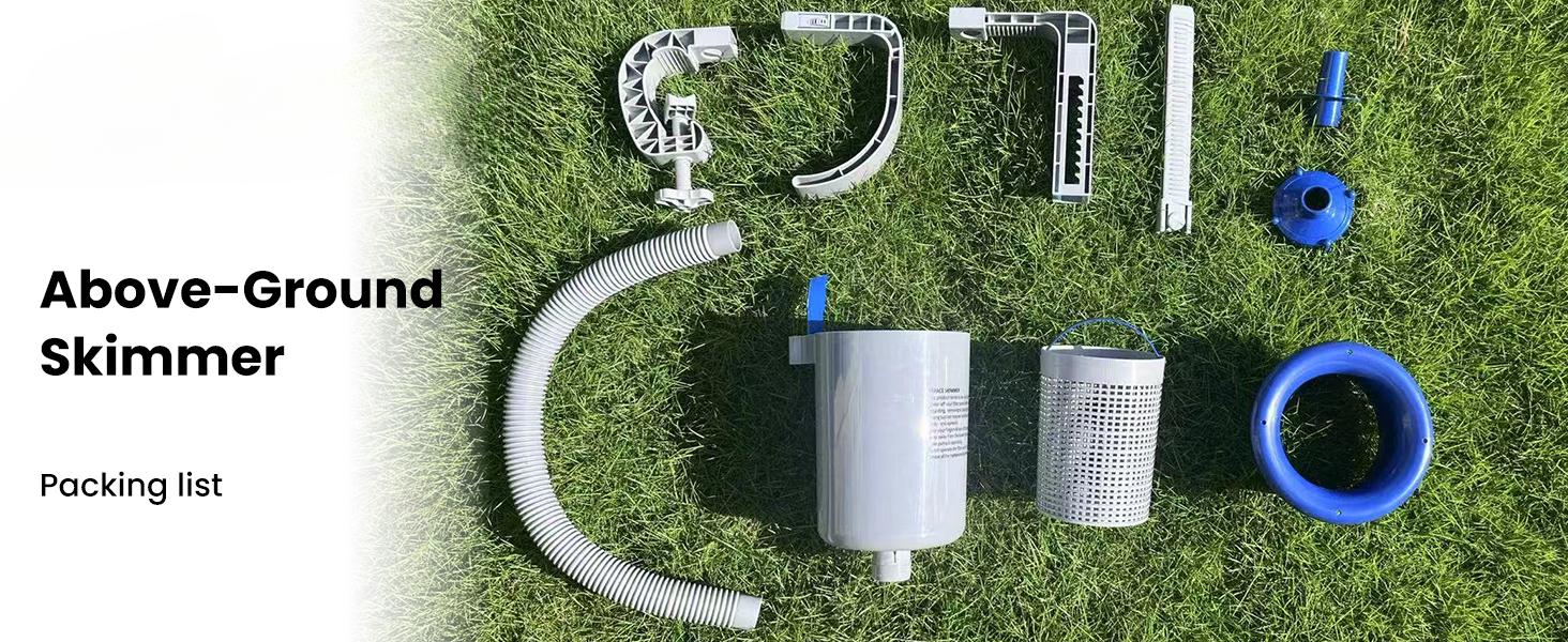 Above Ground Pool Surface Skimmer, Wall Mount Pool Maintenance Accessories for Inflatable Collars, Tubular & Metal Frame Pools, Floating Skimmer Basket - Efficiently Removes Debris