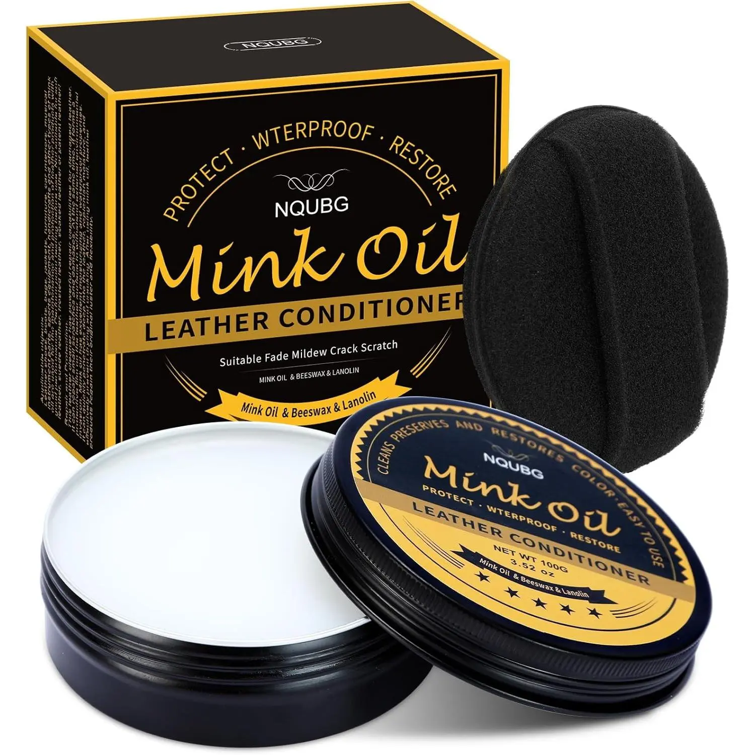 Mink Oil for Leather Boots, Boot Leather Care Kit, Leather Shoe Care Kit for Cowboy Boots, Work Boots, Leather Conditioner and Cleaner All-Natural Waterproof Soften and Restore Shoes
