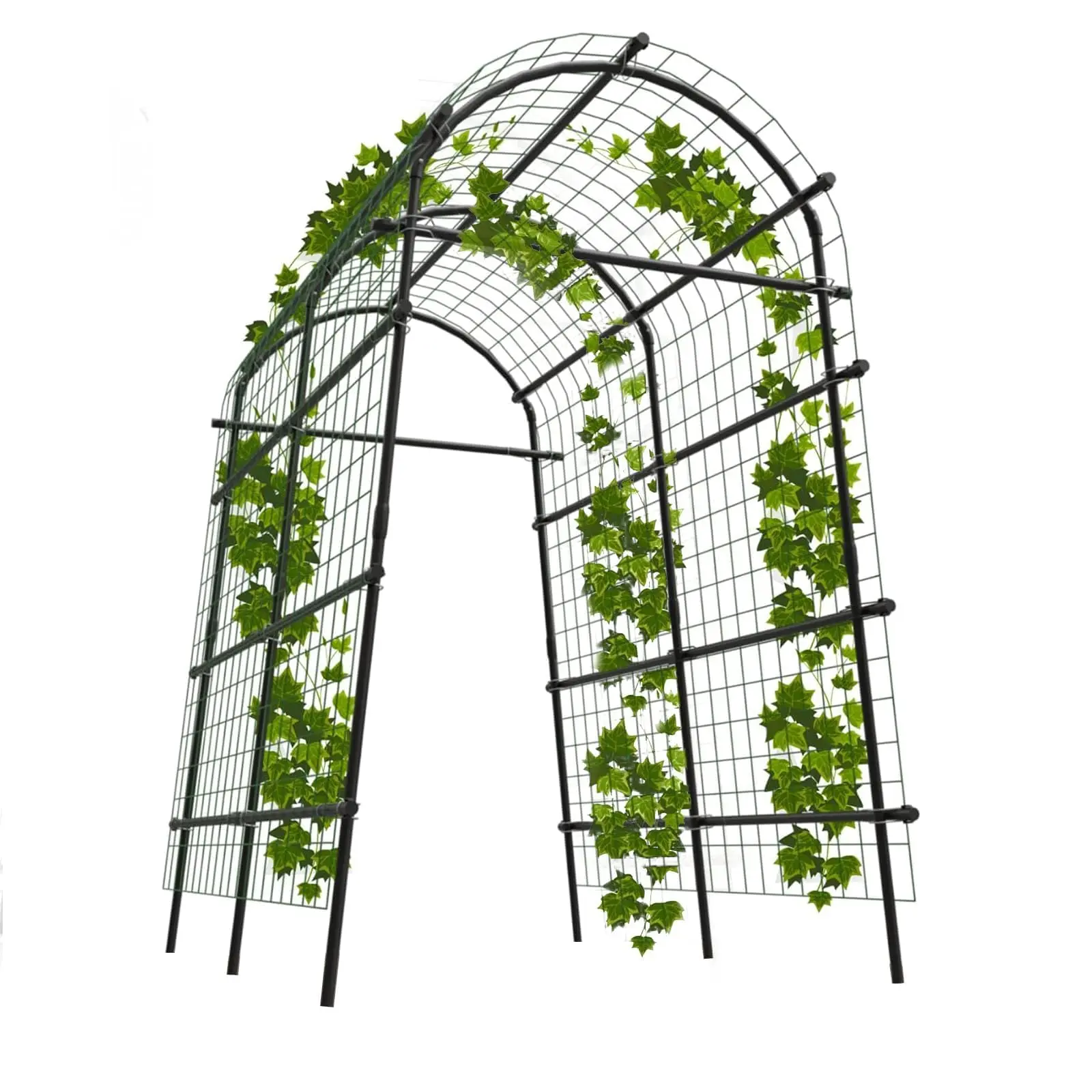 Garvee Garden Trellis Arch for Climbing Plants, 39" Polyethylene-Coated Steel Plant Support with Clips & Netting for Cucumbers, Peas, and Vines