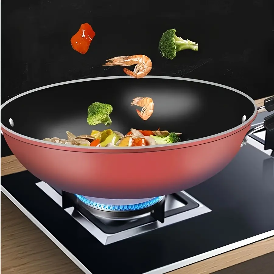German Diamond Non-Stick Wok, Household Maifan Stone Non-Stick Wok with Smokeless Base, Wok for Induction Cooktops and Gas Stoves, Versatile for Frying and Stir-frying, Frying Pan, Nonstick kitchenware