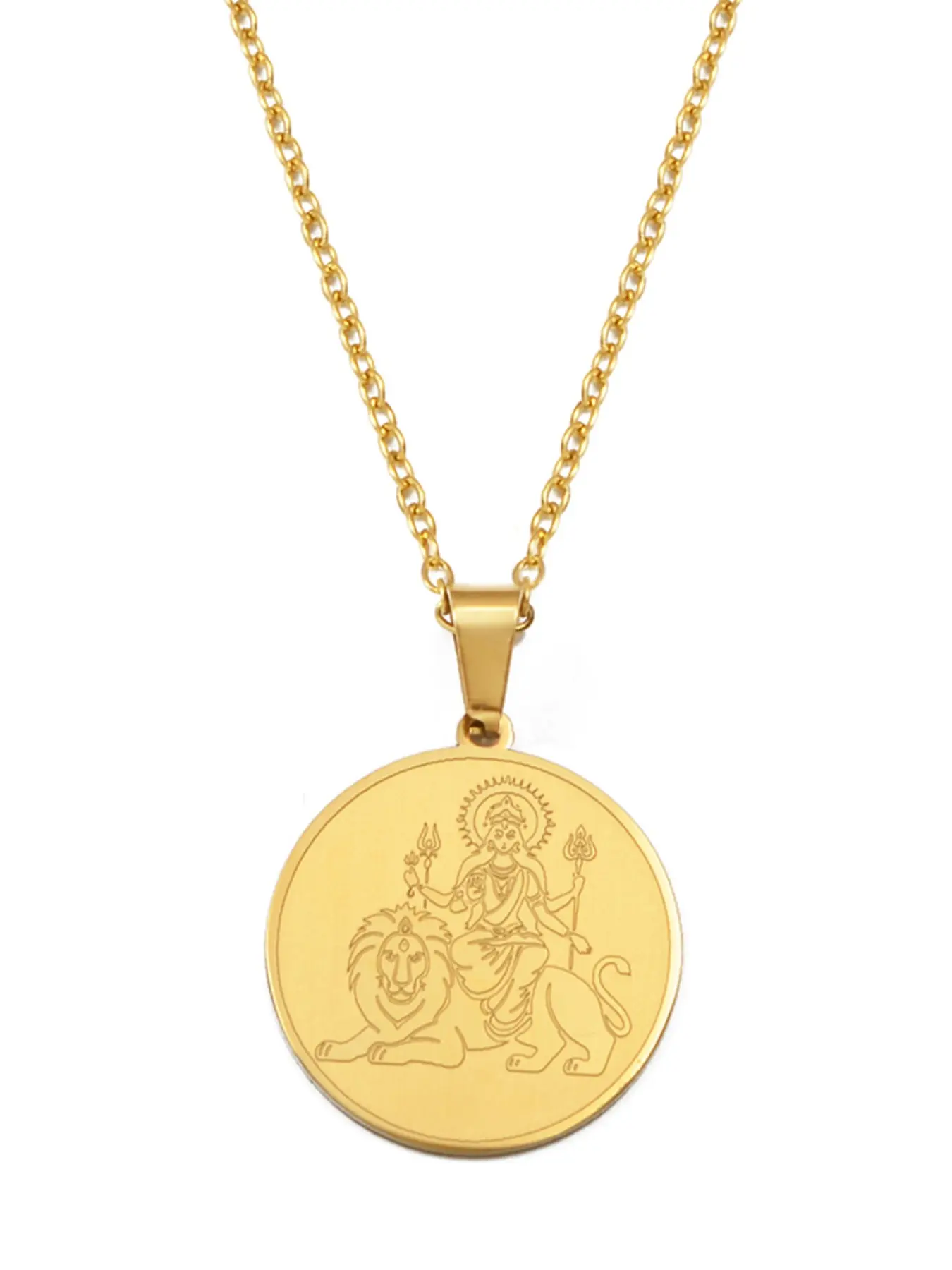 1pc Tamil Aum Om Hinduism Indian Ethnic Pattern Symbol Hindu Pendant Necklaces For Women Stainless Steel India Religion Goddess Jewelry