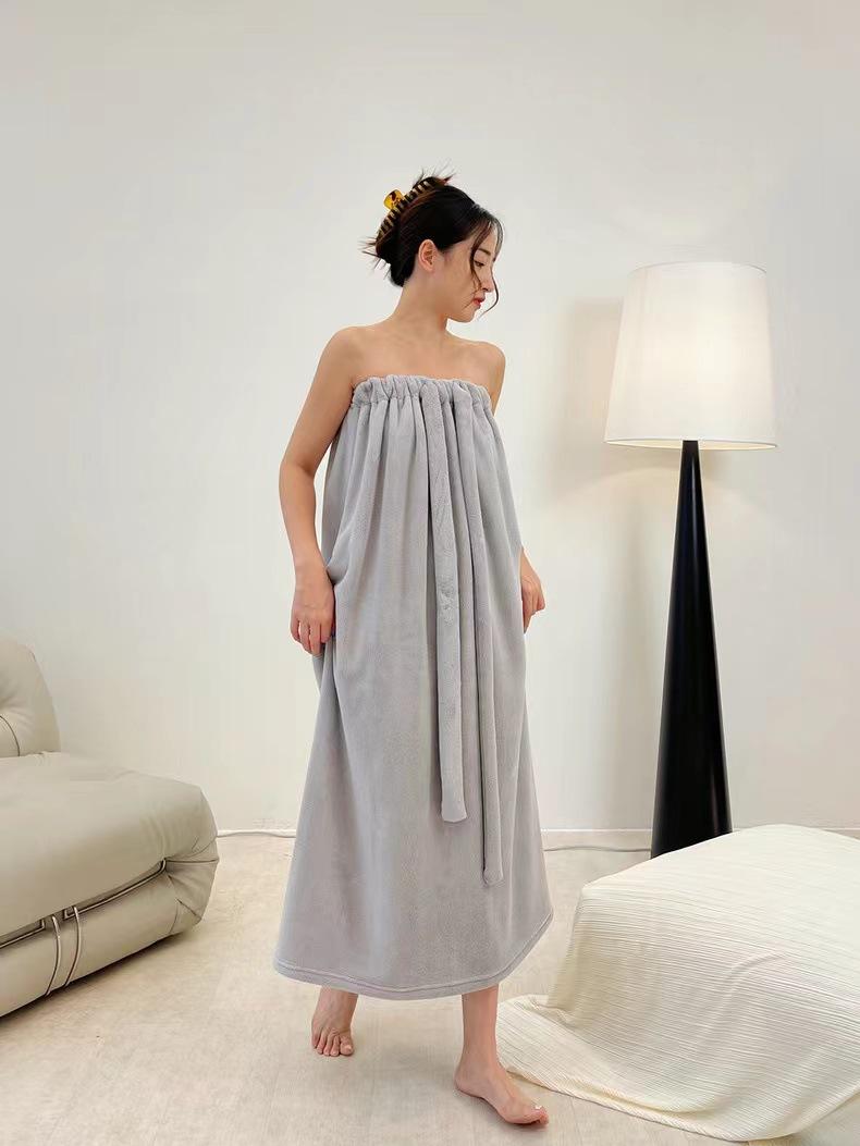 Women's Wearable Bath Towel Dress, Soft Absorbent Strapless Bath Robe, Summer Spa Shower Wrap for Home