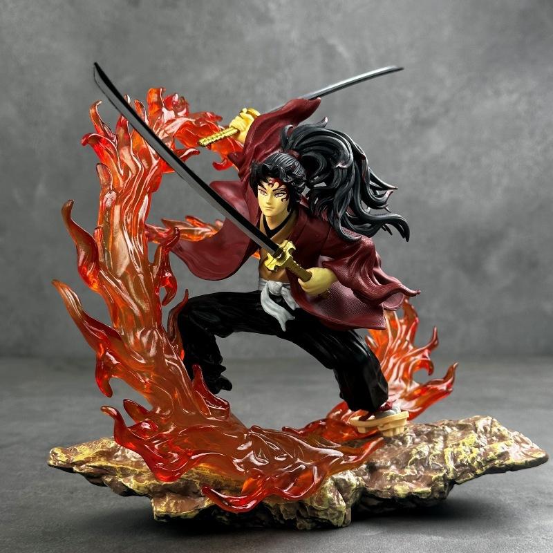 Demon Slayer Gk Fierce Battle Kokushibo Vs Yoriichi Tsugikuni Model Luminescent Figurine Desktop Computer Case Ornament Toy Gift