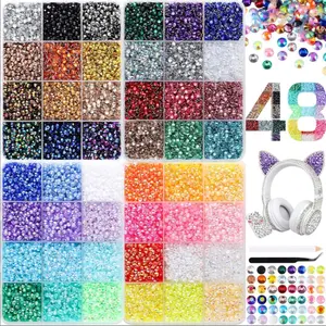 #Summervibes 36000Pcs in 48 Colors Rhinestones for Bedazzling and Diamond Art, 3mm Flatback Gems with Gift Tools Jewelry Tweezers, Perfect for Nail Art, Crafting, Clothing, Fabric Decor bedazzled kit