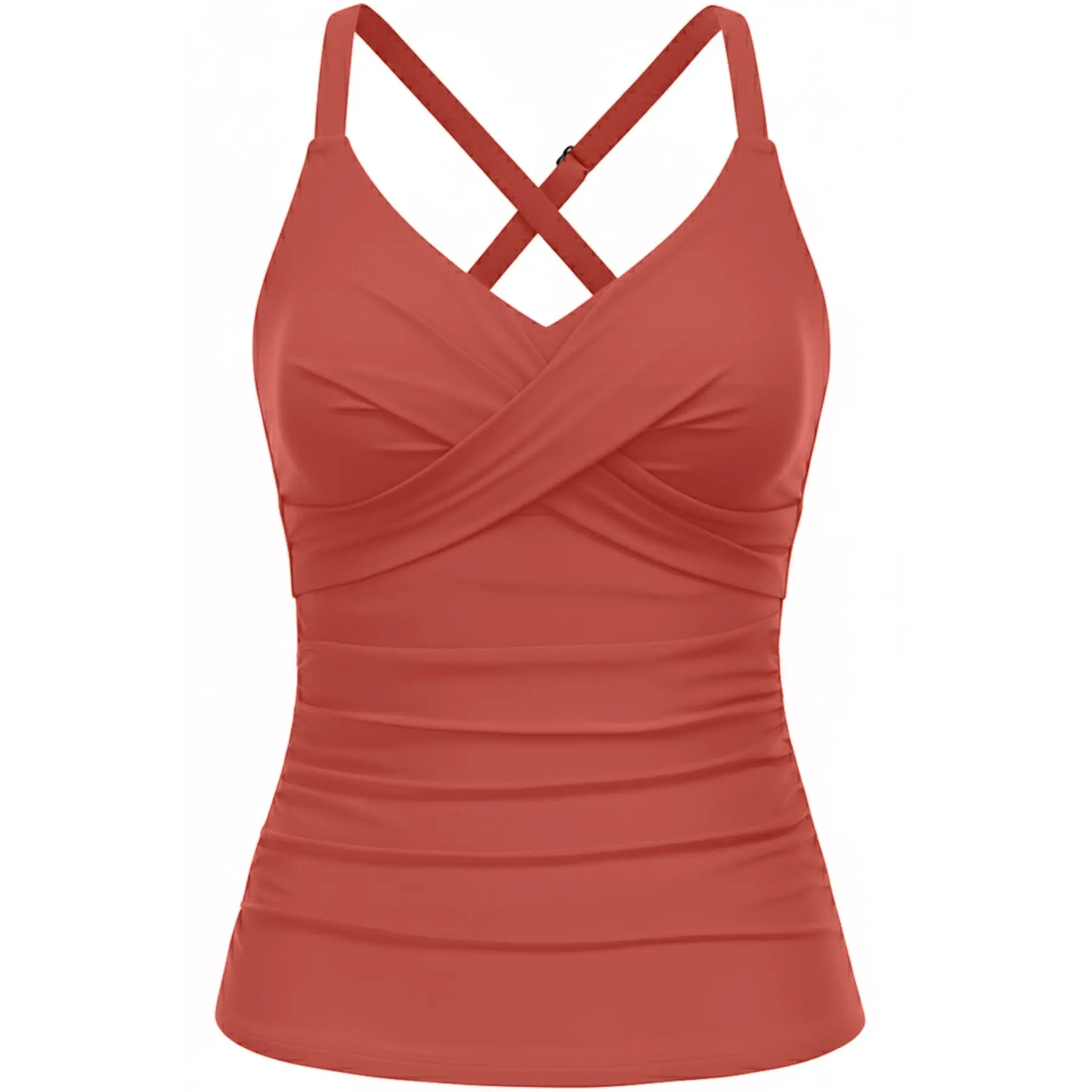 Tempt Me Women Tankini Bathing Suit Top - Twist Front V Neck Swim Top Cross Tummy Control Top Only DealsForYouDays