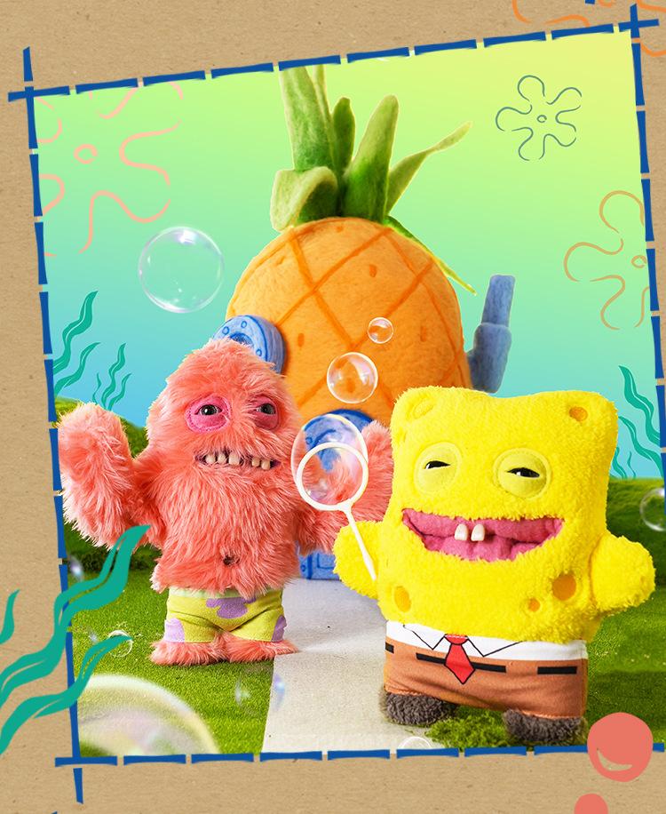 Original Fuggler SpongeBob & Patrick 22cm Official Collab Plush - Toothy Ugly-Cute Tooth Monster Stuffed Doll