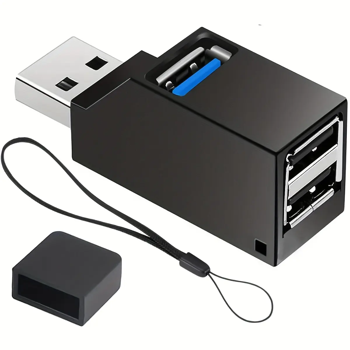 Multi USB 3.0 HUB Adapter Extender Mini Splitter Box 1 to 3 Ports High Speed USB 2.0 for PC Laptop U Disk Card Reader with Chain/ Lanya