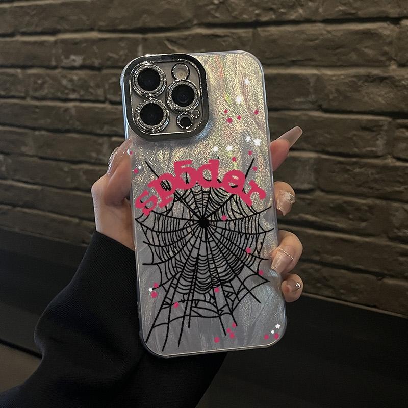 Black spider web pattern, phone case for iPhone17promax, 16 15pro 14plus 13 12Pro 11 Pro Max shockproof full camera protection durable slim silicone case phone case.QX484