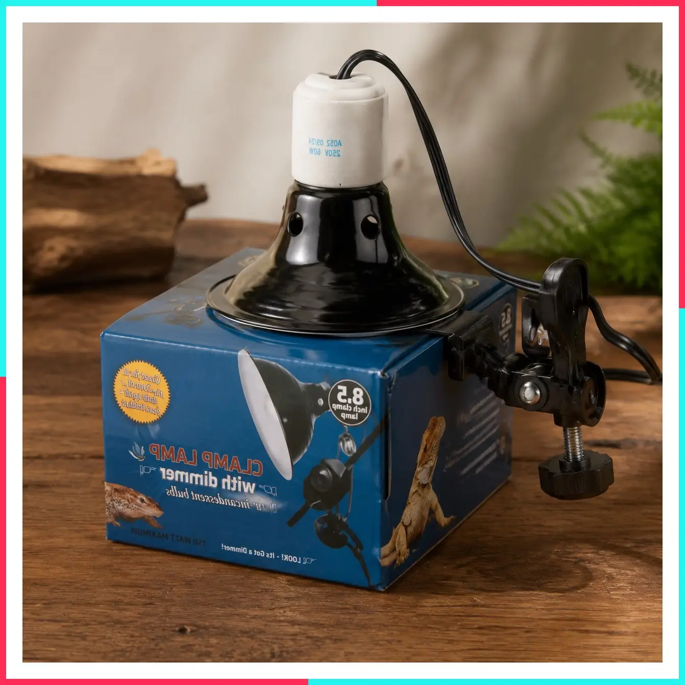 Heavy Duty Clamp Lamp for Reptile Tanks and Terrariums, UL/CUL Approved, Ideal for Reptile Basking, 150W Max with Dimmable Switch, 8.5"