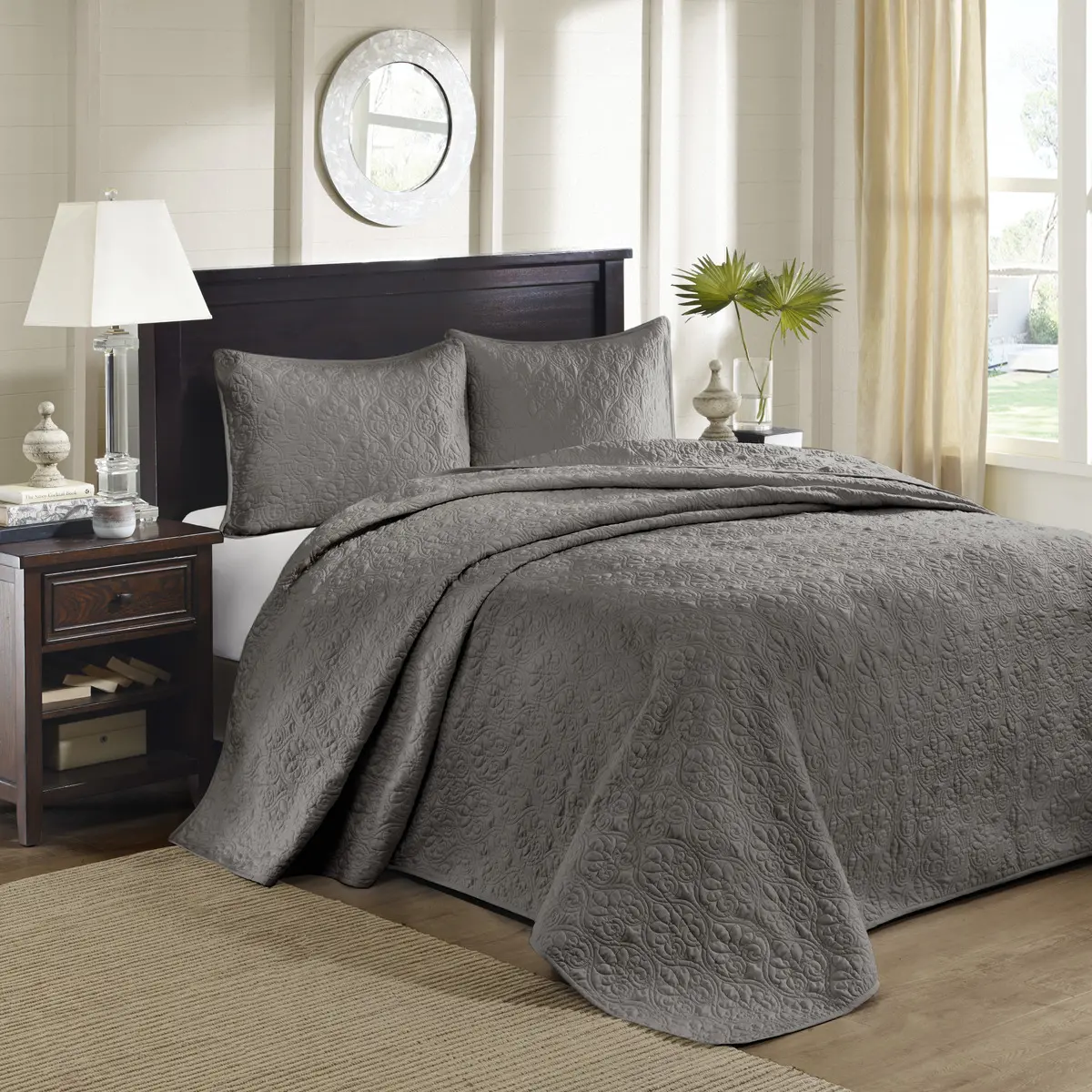 ARCH Reversible Bedspread Set Dark Grey Full Size Quilted Coverlet for Bedroom, Soft Lightweight Bedding, All-Season Decorative Bed Cover, Guest Room, Master Bedroom, 1 Set, Home Furniture and Household Product Search Terms for US Online Shopping