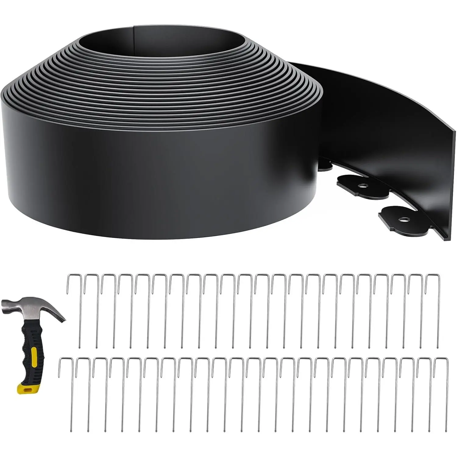 4 Inch Tall 33FT Landscape Edging with 45 count Metal Spikes, Plastic Garden Edging Border Landscape Edging Lawn Edging for Landscaping, Flower Bed, Paver, Yard