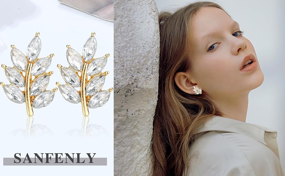 Sanfenly 13 Pairs Clip On Earrings for Women Gold/Silver Non Pierced Clip On Stud Earrings Clip Dangle Earrings Rhinestone Simulated Pearl Butterfly Flower Star Knot Hypoallergenic Clip Earrings Set