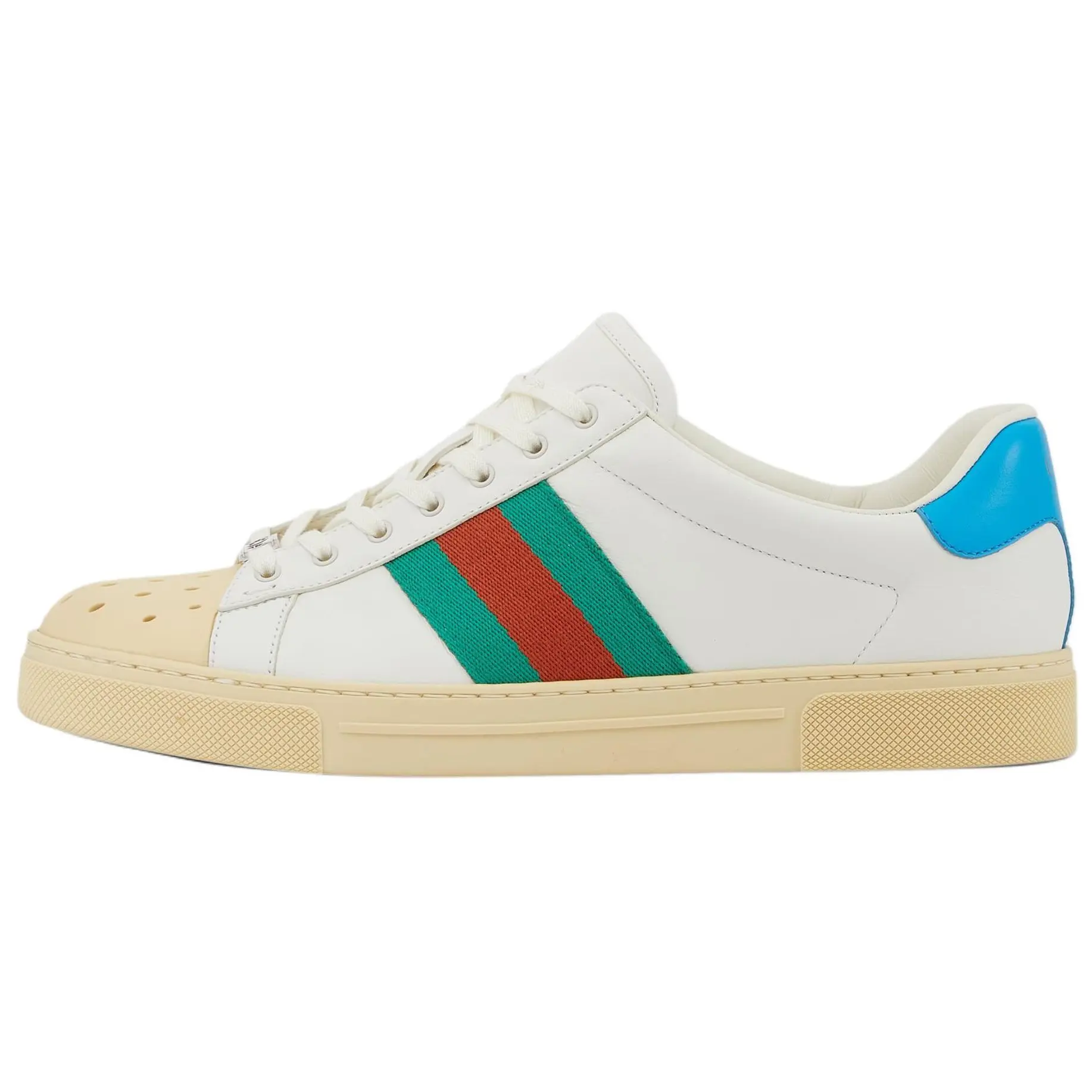 GUCCI Men's Ace Leather Lace-Up Low-Top Casual Footwear - White Trending Maison Mihara Verifiable Shoes with Credentials & Global Authentication Support