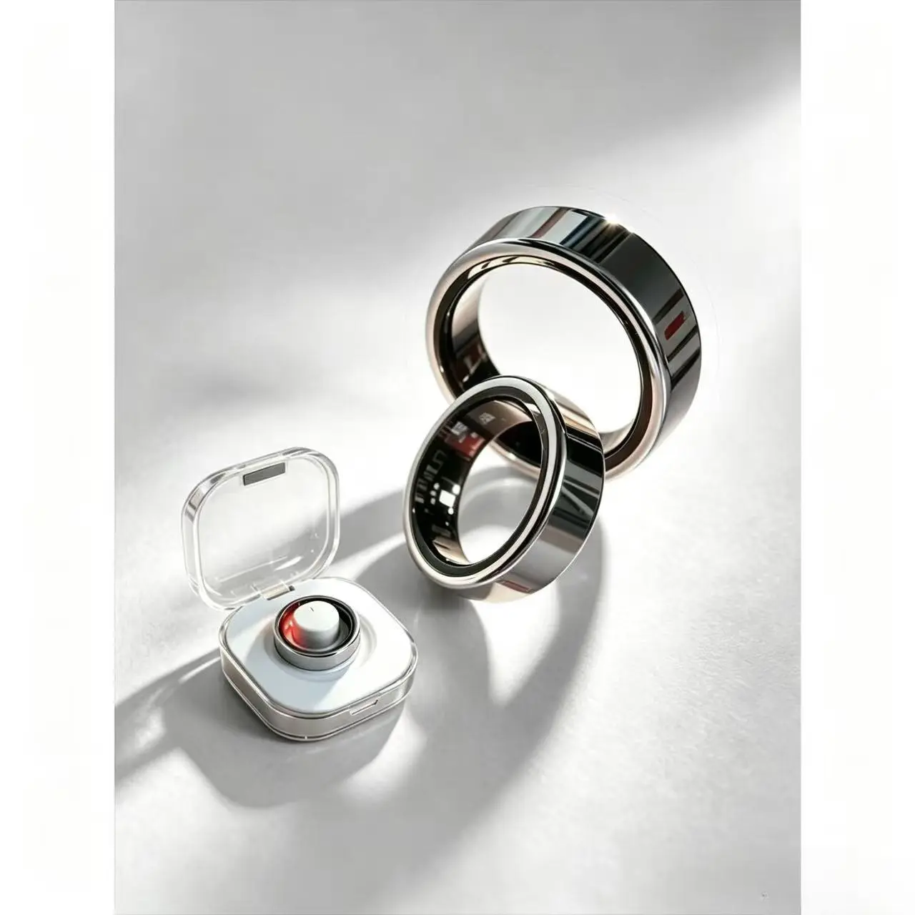 Couple smart ring. You need to purchase two as a couple set. One of them has a charging compartment, and the other has a magnetic charging cable. The health tracker can monitor heart rate, blood pressure, sleep, and blood sugar,