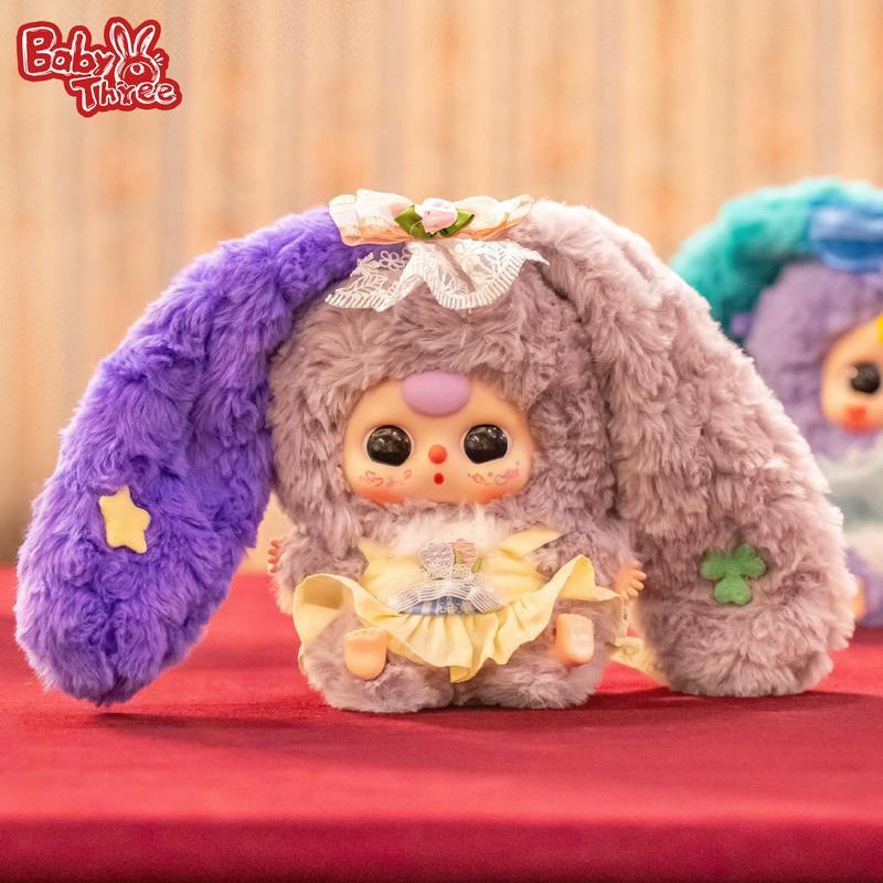 Baby Three Lily Rabbit Town V4 Plush Blind Box,12 Routine +1 Hidden Edition,Soft Cute Bunny Doll,Kawaii Girlish Toy,Mystery Box Unboxing,Trendy Collectible