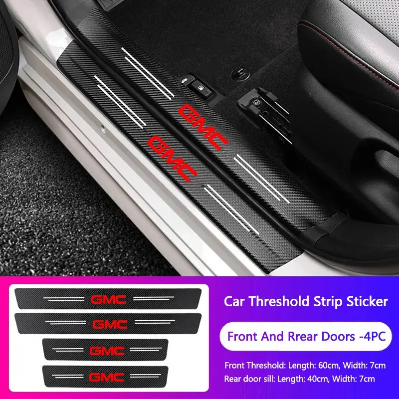 Car Threshold Strip Carbon Fiber Anti-Scratch Sticker Door Sill Protector Accessories For GMC Terrain Sierra 1500 Yukon Sticker For Cars