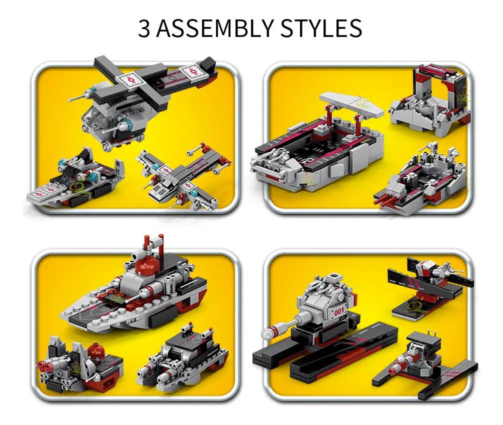 546PCS Military series 8 in 1 aircraft carrier educational puzzle small particles building blocks DIY assembling toys