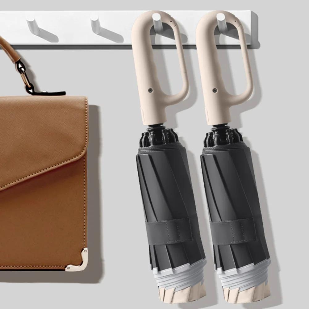 Large Folding Umbrella Automatic Open Close with Loop Handle for Rainy Days Outdoor Waterproof Steel Vinyl Unisex Green Compact Windproof