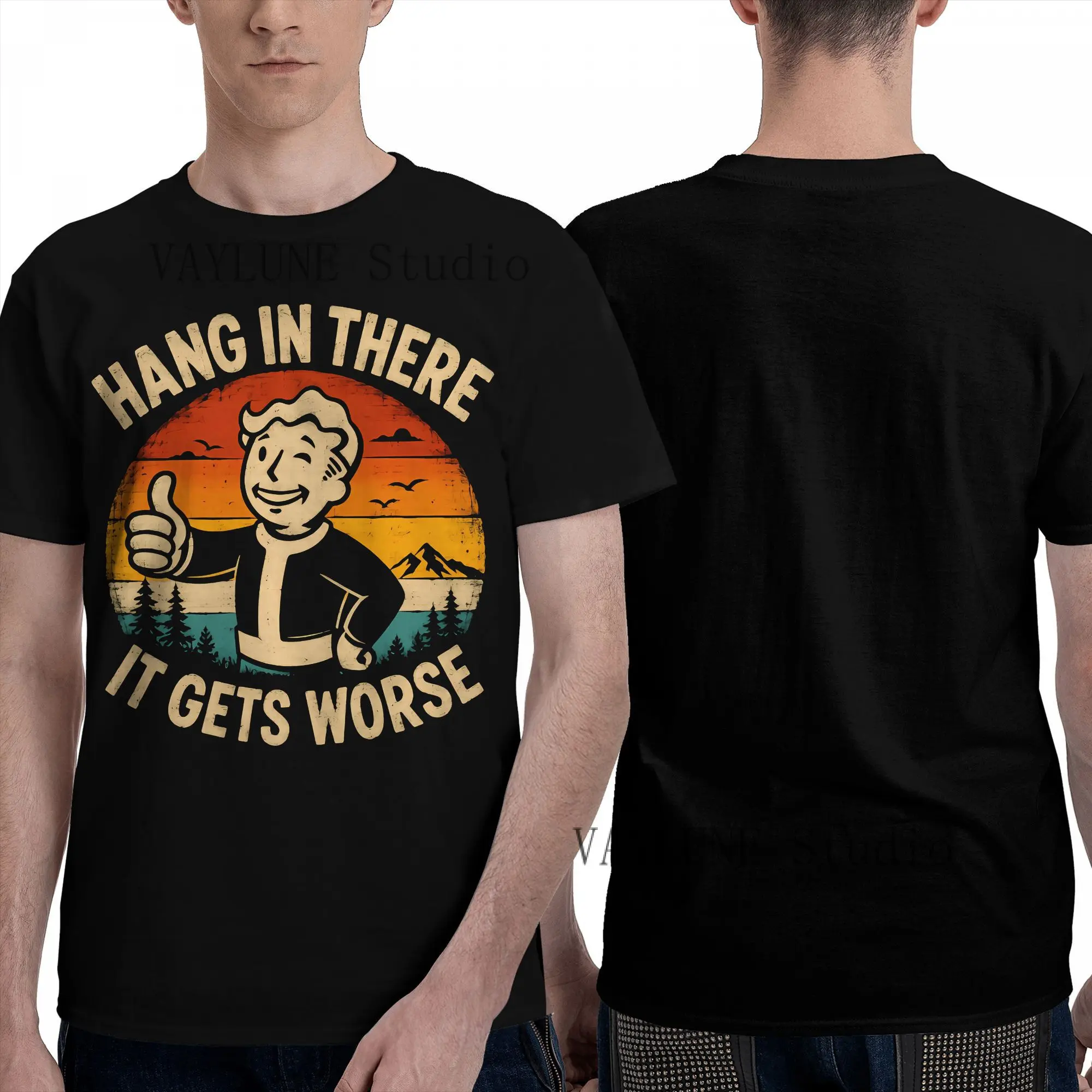Fallout Vault Boy 18  Soft T Shirts Short Sleeve  Basic Tee Breathable Fabric, Loose Fit, Lightweight, Layering Essential, Streetwear, Summer Outfits,Fall Tops