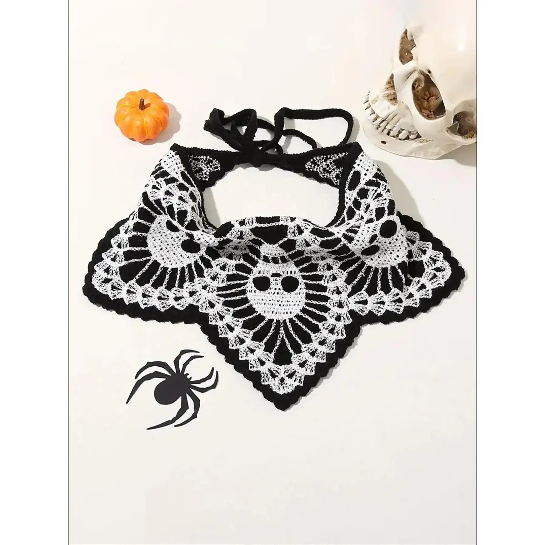 Women's Crochet Headband with Skull Embroidery, Boho Gothic Fashion Hair Accessory for Halloween and Parties, Accessories For Women, Hair Accessories