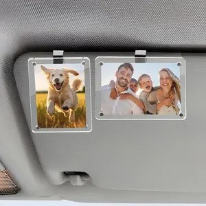 2PCS Car Picture Frame Magnetic with Sun Visor Clip Photo Holder Character Display for Polaroid Pictures Universal Acrylic
