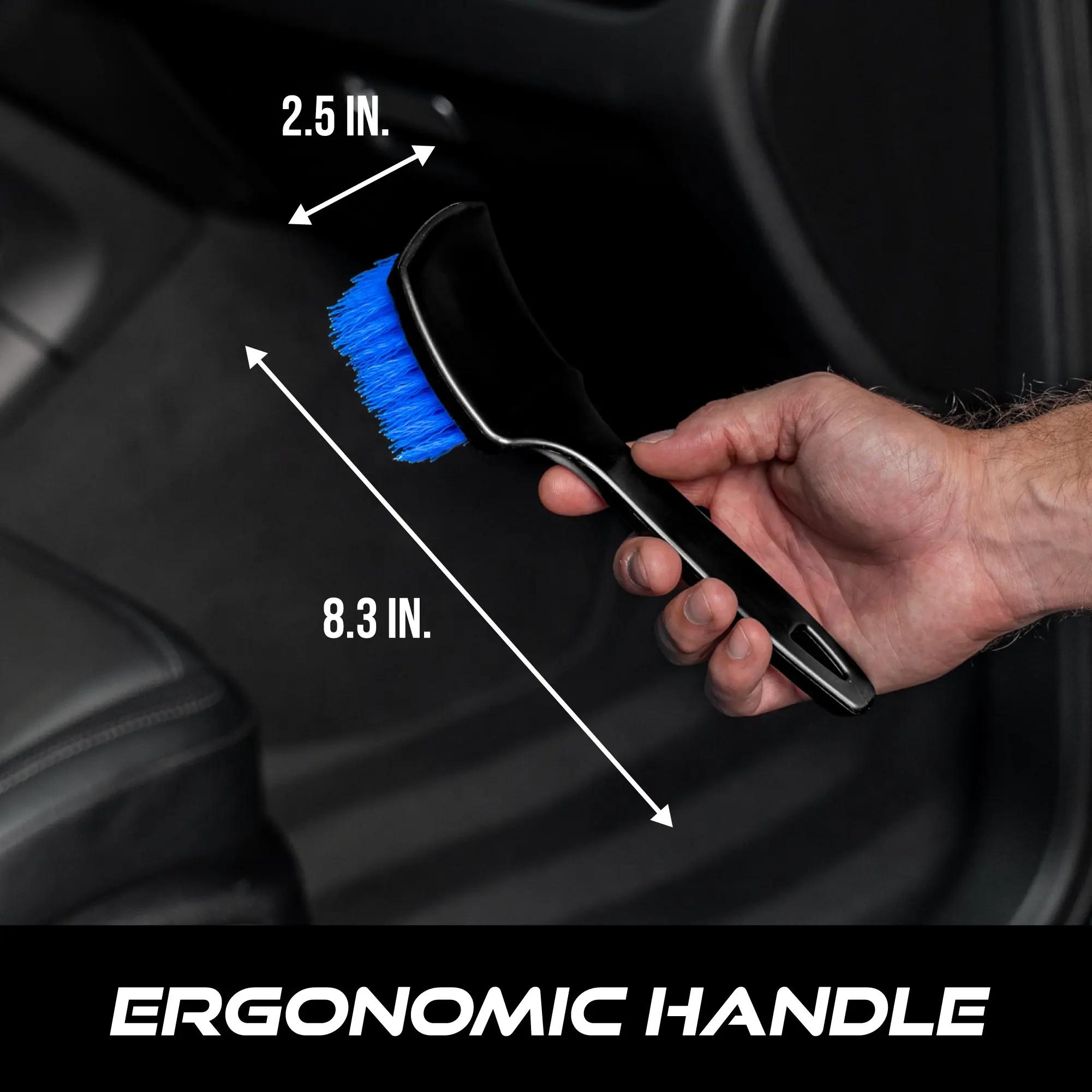 Carpet Cleaning and Scrub Brush for Floor Mats, Cleaning Brush for Car Interior and Home, Black and Blue, 8.3 inch x 2.5 Inch